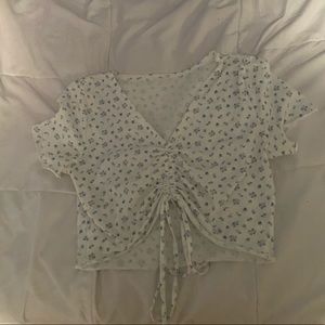 floral cinch front top